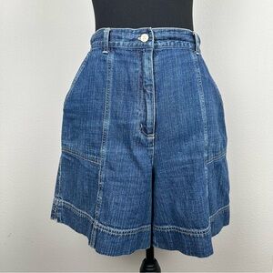 Vintage Studio Works High Waisted Blue Denim Mom Shorts Womens Size 14 Pockets